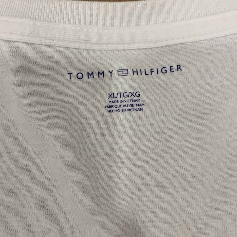 Tommy Hilfiger White Fitted Crew Neck Short Sleeve Tee Size XL - Picture 5 of 7